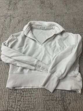 Z Supply White Snap-Cuff Collar Pullover
